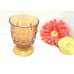 Indiana Glass Whitehall Cubist Amber Footed 4 1/4" Juice Tea Water Tumbler 8oz